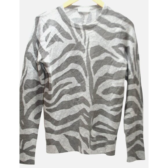 Equipment Sweaters - Equipment Cashmere Sweater Womens XS Heather Gray Zebra Animal Print Luxury